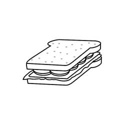 Dessin à colorier: Sandwich (Alimentation et Nutrition) #211356 - Coloriages à Imprimer Gratuits