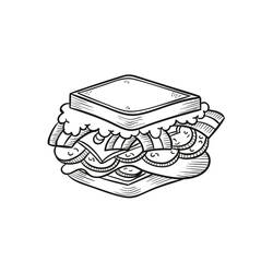 Dessin à colorier: Sandwich (Alimentation et Nutrition) #211358 - Coloriages à Imprimer Gratuits