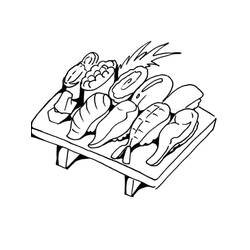 Dessin à colorier: Sushi (Alimentation et Nutrition) #209226 - Coloriages à Imprimer Gratuits