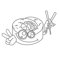 Dessin à colorier: Sushi (Alimentation et Nutrition) #209234 - Coloriages à Imprimer Gratuits
