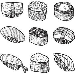 Dessin à colorier: Sushi (Alimentation et Nutrition) #209239 - Coloriages à Imprimer Gratuits