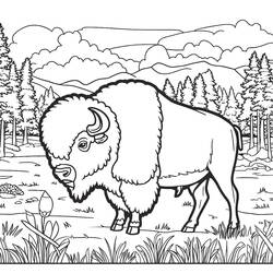 Dessin à colorier: Bison (Animaux) #205515 - Coloriages à Imprimer Gratuits