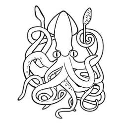 Coloriage Calmar (Animaux) #208883 à imprimer et colorier