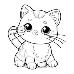 Coloriage Chat Kawaii (Animaux) #216269 à imprimer et colorier