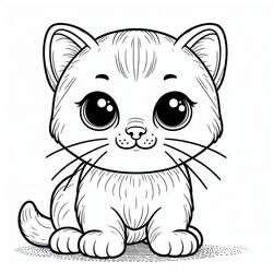 Coloriage Chat Kawaii (Animaux) #216270 à imprimer et colorier