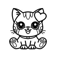 Coloriage Chat Kawaii (Animaux) #216272 à imprimer et colorier