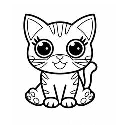 Coloriage Chat Kawaii (Animaux) #216273 à imprimer et colorier
