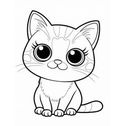 Coloriage Chat Kawaii (Animaux) #216274 à imprimer et colorier