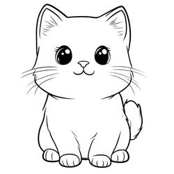 Coloriage Chat Kawaii (Animaux) #216276 à imprimer et colorier