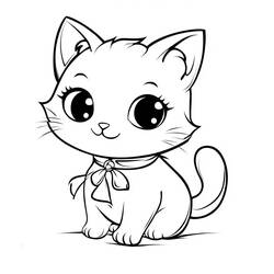 Coloriage Chat Kawaii (Animaux) #216277 à imprimer et colorier