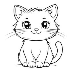 Coloriage Chat Kawaii (Animaux) #216279 à imprimer et colorier