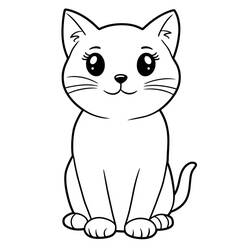 Coloriage Chat Kawaii (Animaux) #216282 à imprimer et colorier