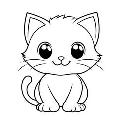Coloriage Chat Kawaii (Animaux) #216283 à imprimer et colorier