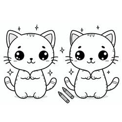 Coloriage Chat Kawaii (Animaux) #216285 à imprimer et colorier