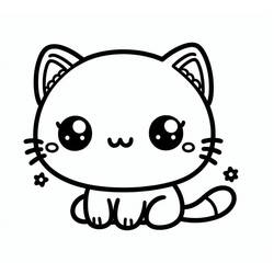 Coloriage Chat Kawaii (Animaux) #216286 à imprimer et colorier