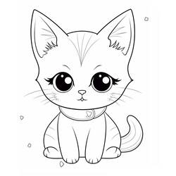 Coloriage Chat Kawaii (Animaux) #216287 à imprimer et colorier