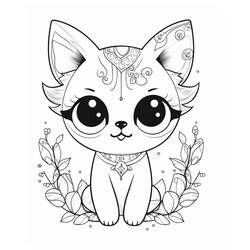 Coloriage Chat Kawaii (Animaux) #216288 à imprimer et colorier