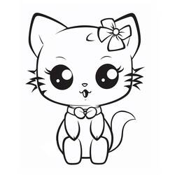 Coloriage Chat Kawaii (Animaux) #216290 à imprimer et colorier