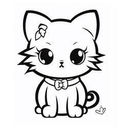 Coloriage Chat Kawaii (Animaux) #216291 à imprimer et colorier