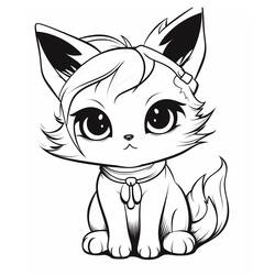 Coloriage Chat Kawaii (Animaux) #216292 à imprimer et colorier