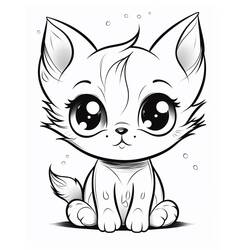 Coloriage Chat Kawaii (Animaux) #216294 à imprimer et colorier