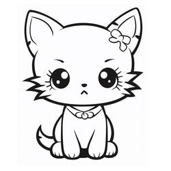 Coloriage Chat Kawaii (Animaux) #216295 à imprimer et colorier