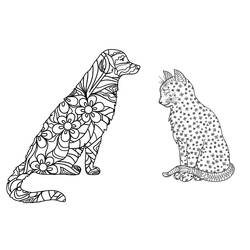 Dessin à colorier: Chien et Chat (Animaux) #211018 - Coloriages à Imprimer Gratuits
