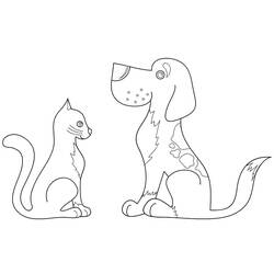 Dessin à colorier: Chien et Chat (Animaux) #211023 - Coloriages à Imprimer Gratuits