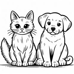 Dessin à colorier: Chien et Chat (Animaux) #211034 - Coloriages à Imprimer Gratuits