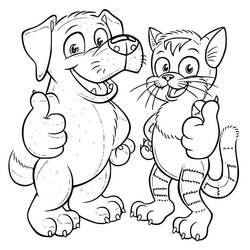 Dessin à colorier: Chien et Chat (Animaux) #211039 - Coloriages à Imprimer Gratuits