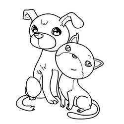 Dessin à colorier: Chien et Chat (Animaux) #211046 - Coloriages à Imprimer Gratuits