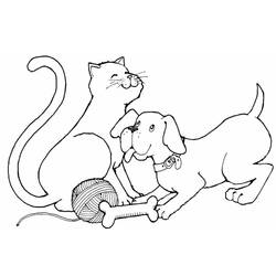 Dessin à colorier: Chien et Chat (Animaux) #211047 - Coloriages à Imprimer Gratuits