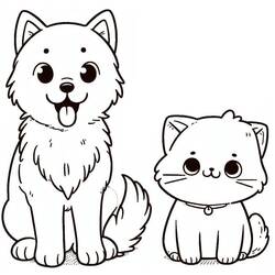 Dessin à colorier: Chien et Chat (Animaux) #211049 - Coloriages à Imprimer Gratuits