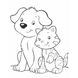 Dessin à colorier: Chien et Chat (Animaux) #211052 - Coloriages à Imprimer Gratuits