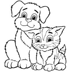 Dessin à colorier: Chien et Chat (Animaux) #211057 - Coloriages à Imprimer Gratuits