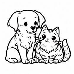 Dessin à colorier: Chien et Chat (Animaux) #211066 - Coloriages à Imprimer Gratuits