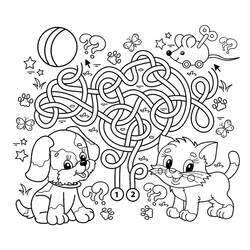 Dessin à colorier: Chien et Chat (Animaux) #211067 - Coloriages à Imprimer Gratuits