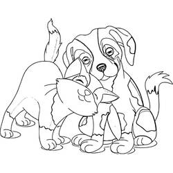 Dessin à colorier: Chien et Chat (Animaux) #211068 - Coloriages à Imprimer Gratuits