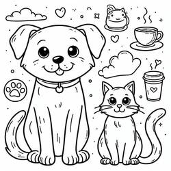 Dessin à colorier: Chien et Chat (Animaux) #211069 - Coloriages à Imprimer Gratuits