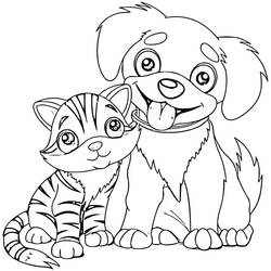 Dessin à colorier: Chien et Chat (Animaux) #211074 - Coloriages à Imprimer Gratuits