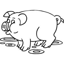 Dessin à colorier: Cochon (Animaux) #3609 - Coloriages à Imprimer