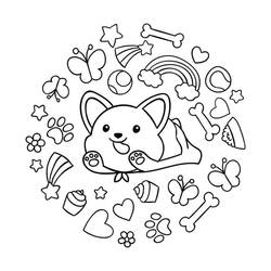 Dessin à colorier: Corgi (Animaux) #220786 - Coloriages à Imprimer Gratuits