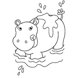 Dessin à colorier: Hippopotame (Animaux) #8613 - Coloriages à Imprimer Gratuits