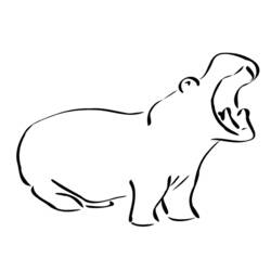 Dessin à colorier: Hippopotame (Animaux) #8650 - Coloriages à Imprimer Gratuits