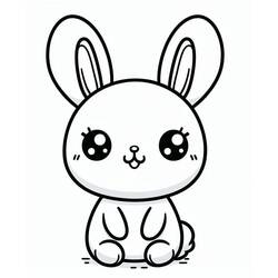 Dessin à colorier: Lapin Kawaii (Animaux) #219197 - Coloriages à Imprimer Gratuits