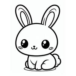 Dessin à colorier: Lapin Kawaii (Animaux) #219198 - Coloriages à Imprimer Gratuits