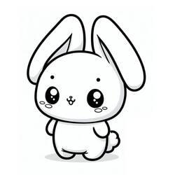 Dessin à colorier: Lapin Kawaii (Animaux) #219203 - Coloriages à Imprimer Gratuits