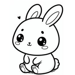 Dessin à colorier: Lapin Kawaii (Animaux) #219206 - Coloriages à Imprimer Gratuits