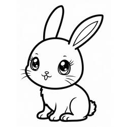 Dessin à colorier: Lapin Kawaii (Animaux) #219207 - Coloriages à Imprimer Gratuits