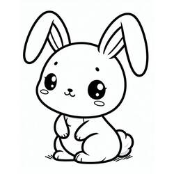 Dessin à colorier: Lapin Kawaii (Animaux) #219209 - Coloriages à Imprimer Gratuits